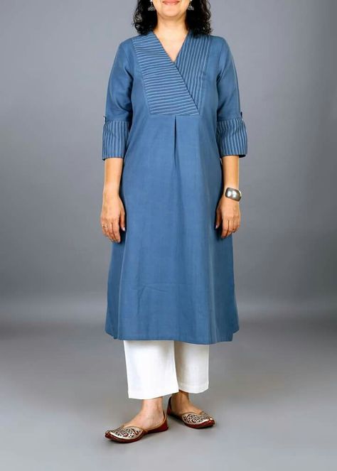 Pintuck kurta for office wear Office Wear Kurta, Indian Fusion Wear, Office Wear For Women, Fusion Wear, Kurta For Women, Handmade Jewlery, Office Wear Women, Trendy Dress Outfits, Pin Tucks