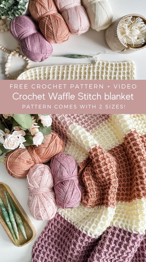Crochet Waffle Stitch, Crochet Blanket Designs, Waffle Stitch, Beginner Crochet Projects, Crochet Stitches For Beginners, Manta Crochet, Haken Baby, Fun Crochet Projects, Crochet Throw