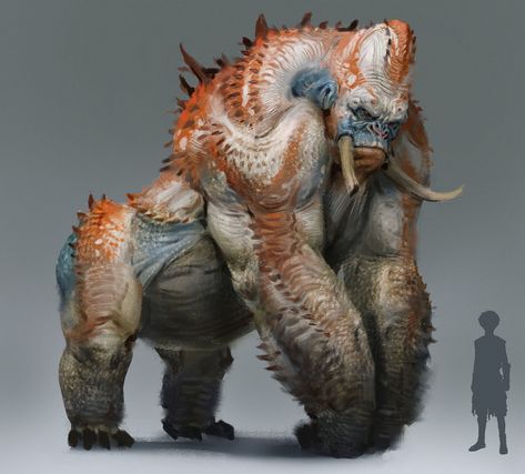 Pig Creature Design, Alien Gorilla, Fish Alien, Gorilla Monster, Massive Monster, Monsters Rpg, Dnd Design, Gorilla Design, Beast Creature