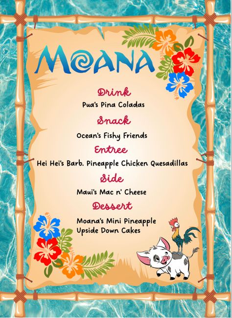 Moana Inspired Cocktails, Lilo And Stitch Themed Dinner, Movie Night Disney Theme, Moana Themed Movie Night, Moana Dinner Ideas, Inside Out Themed Dinner, Movie Night Recipes Dinners, Cinderella Dinner Ideas, Disney Themed Potluck