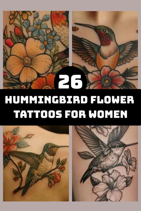 Discover stunning hummingbird flower tattoo designs that will surely captivate your heart. These elegant and intricate tattoos beautifully combine the grace of a hummingbird with the beauty of flowers, creating timeless pieces of art that symbolize joy and love. Whether you're looking for inspiration or considering getting a tattoo yourself, explore these enchanting hummingbird flower tattoo ideas that exude elegance and charm. Floral Tattoo Design With Hummingbird, Hummingbird Tattoo Watercolor Unique, Creative Hummingbird Tattoos, Hummingbird Tattoo Ideas For Women, Wildflower And Hummingbird Tattoo, Hummingbird Cherry Blossom Tattoo, Hummingbirds And Flowers Tattoo, Forearm Tattoo Women Hummingbird, Carnation And Hummingbird Tattoo