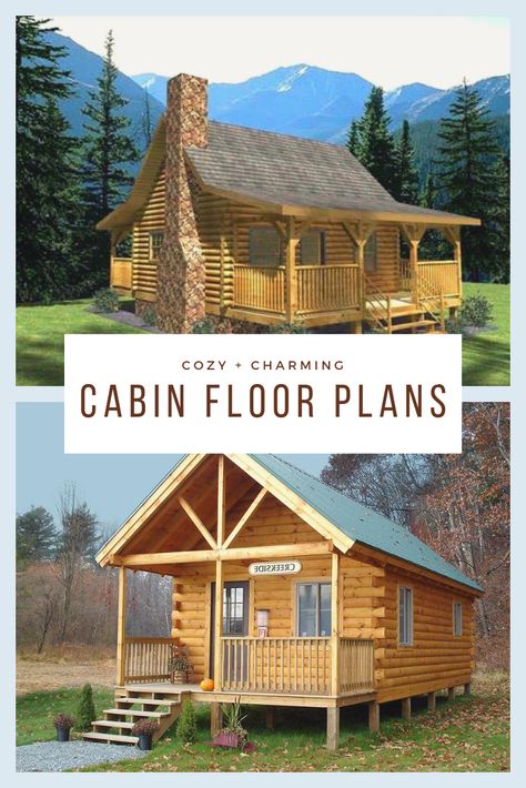 Simple Cabin Layout, Camp Layout Floor Plans, Wood Cabin Floor Plans, One Room Cabin Layout, Small Cabin Style Homes, One Room Cabin With Loft, Log Cabin Homes Floor Plans, Unique Cabin Floor Plans, Small Family Cabin Floor Plans