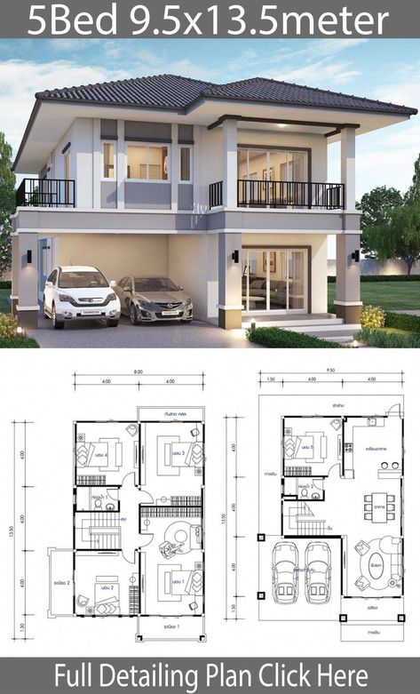Villa Tugendhat, Diy Tiny House Plans, Bilik Idaman, 5 Bedroom House Plans, Two Story House Design, Pelan Rumah, Eksterior Modern, 2 Storey House Design, Duplex House Plans