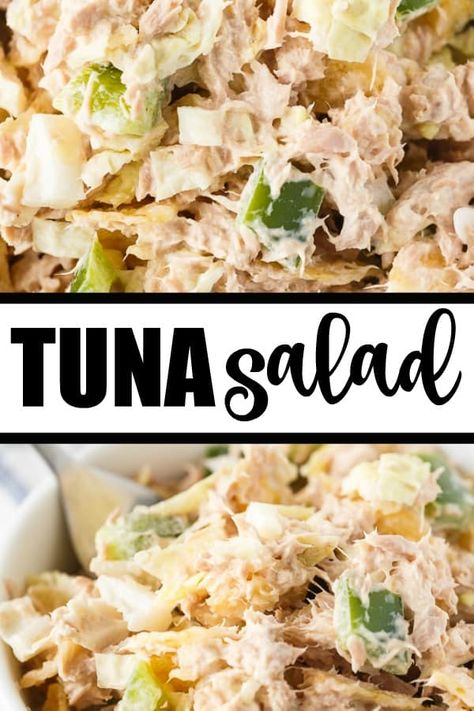 Tuna Salad A deliciously creamy salad full of yummy flavor. It has a secret ingredient to make it that much more YUMMY! Serve on its own or in a sandwich or wrap. Recipe With Celery, Tuna Salad Recipe Easy, Tuna Fish Salad, Easy Tuna Salad, Tuna Salad Recipe Healthy, Best Tuna Salad Recipe, Classic Tuna Salad, Best Tuna Salad, Creamy Salad