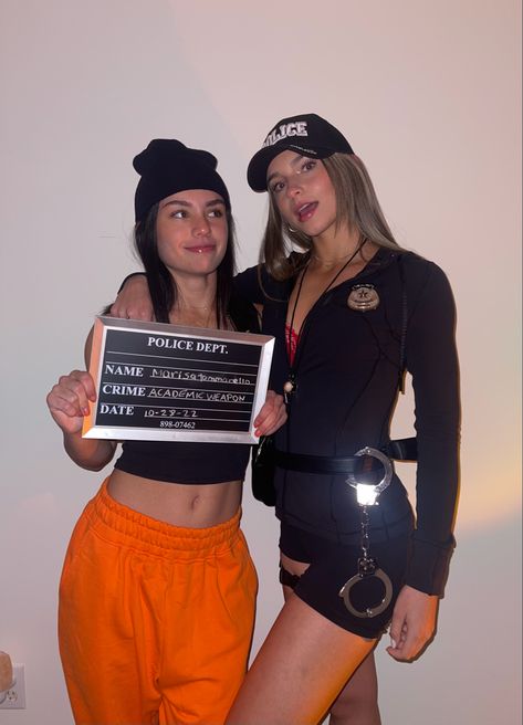 Swat And Prisoner Costume, Cops Robbers Costume, Fbi Agent Costume Diy, Cops And Criminals Costume, Coo And Robber Costume, Cop Prisoner Costume, Cop And Inmate Costume Best Friends, Security Halloween Costume, Female Prisoner Costume