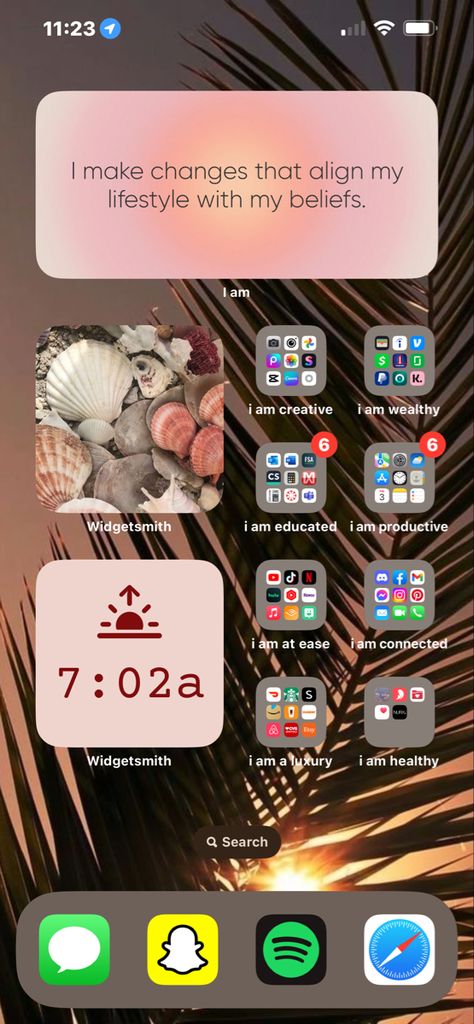 Apps As Affirmations, Iphone Home Screen Affirmations, Cool Ways To Set Up Your Homescreen, Aesthetic Folder Names, Home Screen Folder Ideas, Iphone Home Screen Layout Organized Folders, App Organization Iphone Affirmations, App Folder Affirmations, Organize Apps Affirmations