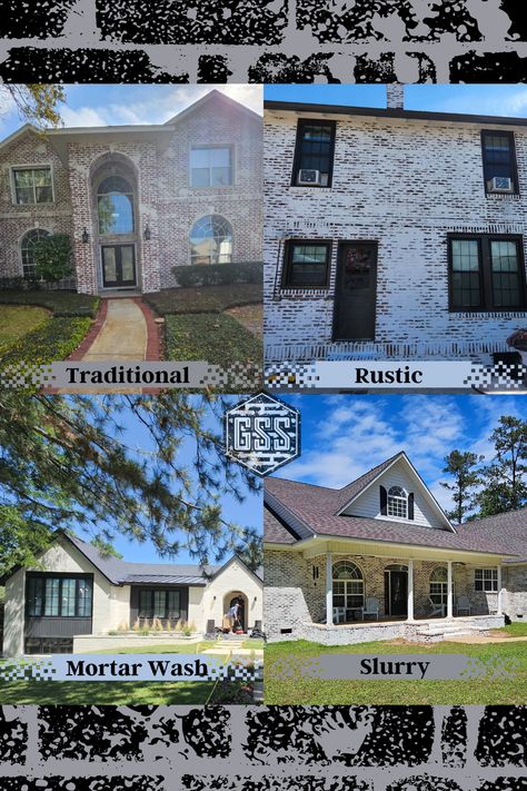 German Smear Before And After Exterior, Heavy German Smear Exterior, German Smear Brick Exterior House, German Wash Brick Exterior, German Smear Stone Exterior, Brick Smear Exterior, Mortar Smear Brick Exterior, German Shmere Brick House Exterior, German Smear Brick Exterior Before After