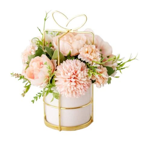 PRICES MAY VARY. ☆Artificial flowers with vase set fit for wedding decor, centerpieces, home indoor and garden outdoor decoration, office, party, anniversary, cemetery, Valentine's Day and Christmas decorations. ☆The peony flower with ceramic vase set about 20cm height and 15cm width, each set has silk soft hydrangea, peonies, carnations, plastic grass and bushy leaves that will be vivid-looking after simple arrangement. ☆Fake flowers create romantic beauty that enables you to enjoy poetic homel Wedding Table Decorations Pink, Wedding Decor Centerpieces, Artificial Flowers In Vase, Flowers With Vase, Plastic Grass, Decor Centerpieces, Unique Party Themes, Holiday Party Themes, Flower Places