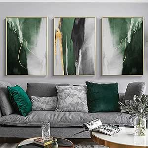 Gray Brown Green Living Room, Forest Green Color Combinations, Green Black Living Room, Gray And Green Living Room, Grey And Green Living Room, Green And Grey Living Room, Olive Green Living Room, Green Minimalist Painting, Grey Apartment