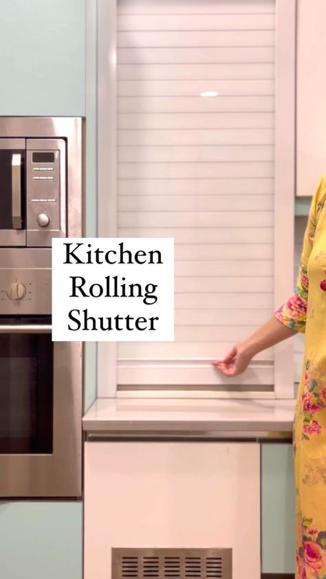 Kitchen Shutters Design, Kitchen Roller Shutter Cabinet, Roller Shutter In Kitchen, Kitchen With Shutters, Kitchen Shutter Design, Rolling Shutters Design, Shutter In Kitchen, Kitchen Shutter Cabinets, Rolling Shutter Kitchen