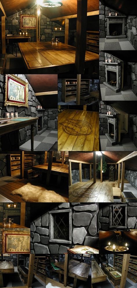 Survalance Room, Tavern Style Game Room, Tavern Theme Room, Custom Game Room, Dungeon Themed Room, Diy Tavern Room, Ttrpg Game Room, Rpg Game Room, Warhammer Game Room