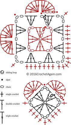 Granny Heart Crochet Pattern Free, Granny Square Heart Pattern, Crochet Granny Square Heart, Small Crochet Heart, Granny Square Häkelanleitung, Granny Square Pattern Free, Crochet Granny Square Tutorial, Crochet Symbols, Crochet Heart Pattern