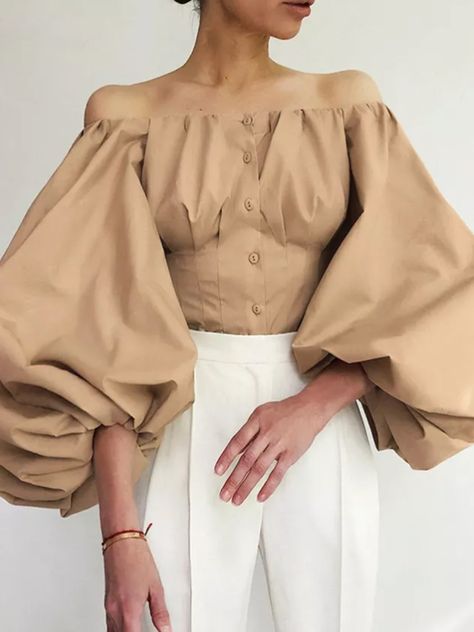 Manche, Khaki Blouse, Off Shoulder Puff Sleeve, Puffy Sleeves Blouse, Long Sleeve Summer Dress, Shoulder Puff Sleeve, Dorothy Dandridge, Puff Sleeve Shirt, Sleeves Blouse