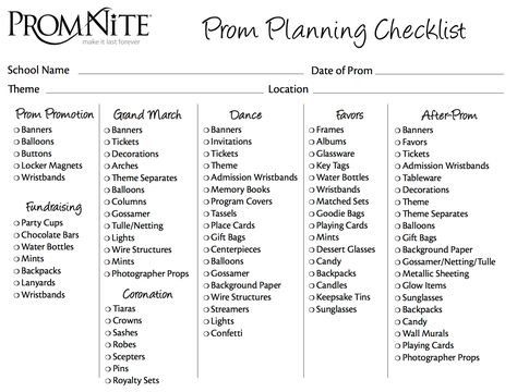 Prom Planning Checklist, Prom Activities, Prom Checklist, Prom Committee, Prom Party Ideas, School Dance Themes, Prom Tips, Prom Planning, Planning School