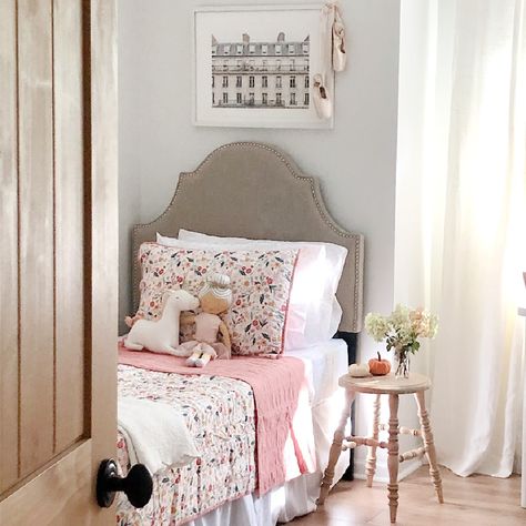 Bedroom With Garden, Grandkids Bedroom, Wood And Metal Chandelier, Unicorn Pillows, Shabby Chic Interior Design, French Farmhouse Style, Kitchen Updates, Benjamin Moore White, Chic Interior Design