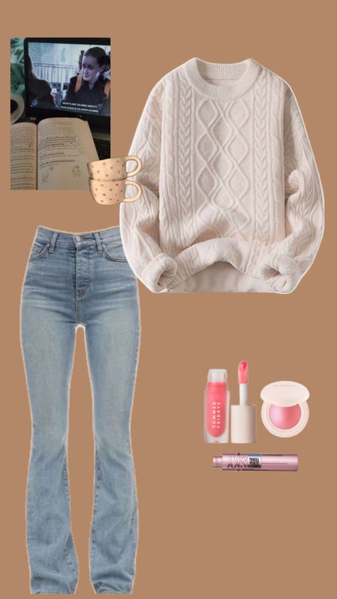 gilmore girls outfit inspo : beige sweater with flare jeans Gilmore Girls Shoes, Stolkhome Girl Aesthetic Outfits, Gilmore Aesthetic Outfits, Lorili Gilmore Outfits, Rory Gilmore Inspired Outfits, Rory Gilmore Fashion, Rory Gilmore Style Outfits, Rory Gilmore Aesthetic Outfits, Lorelai Gilmore Outfits