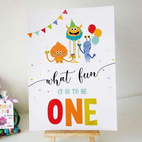 Super Simple Monsters Birthday Party Ideas | Photo 1 of 35 | Catch My Party Simple 1st Birthday Party Boy, Super Simple Monsters, Monsters Birthday Party, Monster Party Decorations, Birthday Banner Cake Topper, Monster Party Invitations, Simple First Birthday, Monster Decorations, Simple Songs