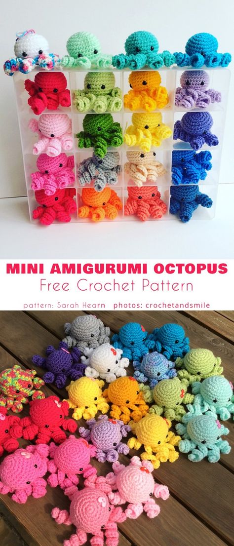 Crochet Keyring Free Pattern Amigurumi, Cartoon Crochet Patterns Free, Crochet Games For Kids, Tiny Octopus, Octopus Crochet Pattern, Amigurumi Minta, Crochet Octopus, Crochet Keychain Pattern, Mode Crochet