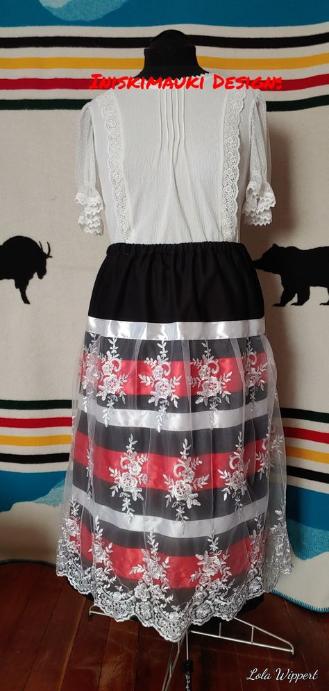 Couture, Ribbon Skirts With Overlay, Overlay Ribbon Skirt, Ribbon Skirt With Lace Overlay, Red Ribbon Skirt, Black Ribbon Skirts, Black Ribbon Skirt, Ribbon Skirt Pattern, Ribbon Skirt Ideas