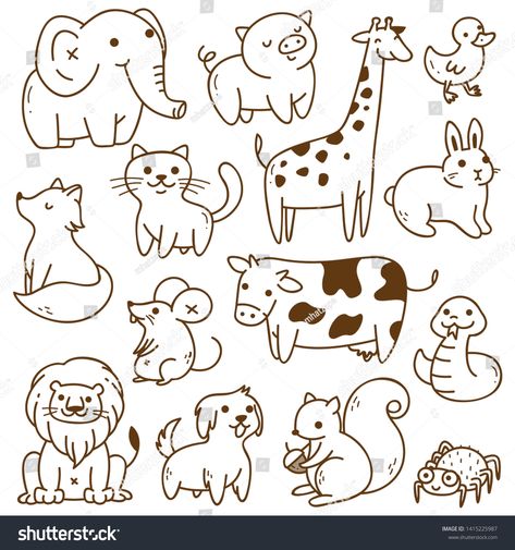 Zoo Drawing, Animals Doodle, Easy Animal Drawings, Kids Doodles, Easy Animals, Animal Doodles, Easy Doodles Drawings, Zoo Animal, Bullet Journal Doodles