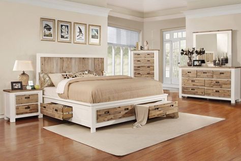 Western 5-Piece Queen Bedroom Set with 32" LED-TV from Gardner-White Furniture Timber Bed, King Size Bedroom Sets, White Bedroom Set, Storage Bed Queen, Wood Bedroom Sets, Queen Sized Bedroom, King Sized Bedroom, Casa Diy, Bilik Tidur