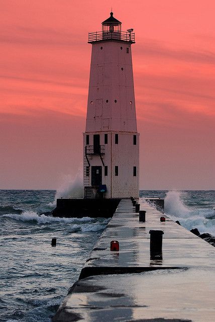 Lake Lighthouse, Lighthouse Lighting, Lighthouse Photos, Lighthouse Pictures, Beautiful Lighthouse, Beacon Of Light, Water Tower, Lake Michigan, Great Lakes