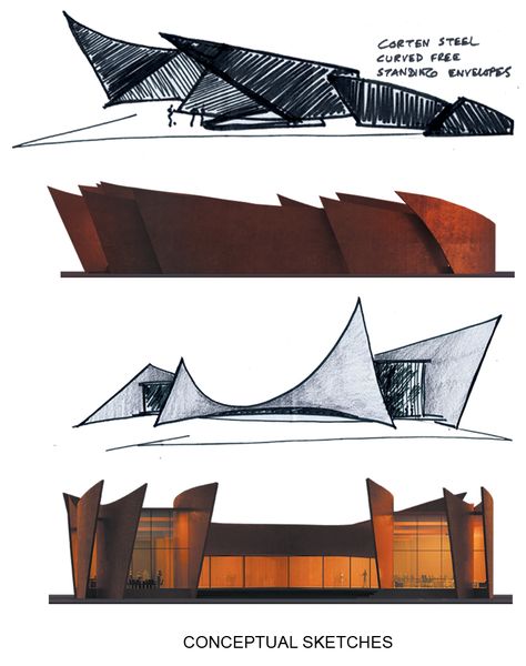 Image 23 of 23 from gallery of The Crescent  / Sanjay Puri Architects. Sketches Semi Circle Architecture, Art Gallery Design Architecture, Conceptual Sketches Architecture, Art Gallery Sketch, Architects Sketches, Art Gallery Architecture, Sanjay Puri Architects, Sanjay Puri, Architect Sketch