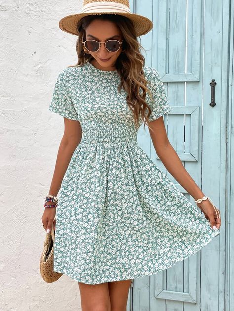 Dirndl, Cute Summer Dresses For Women Maxi, Summer Dress With Short Sleeves, Dresses For Everyday Casual, Cute Short Sleeve Dresses, Summer Dresses With Short Sleeves, Cute Summer Dresses For Women Knee Length, Casual Flower Dress, Sundress Outfit Casual