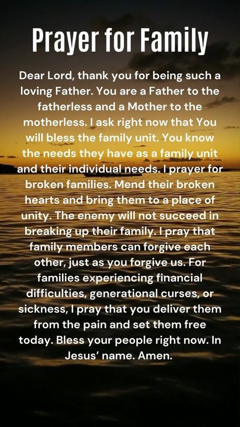 A prayer for your family to be blessed and strengthened. #inspiration #prayer #family #blessed #forgiveness | Inspired Encouragement | Inspired Encouragement · Original audio Family Prayers For Unity, Prayers To Pray For My Family, Night Prayer For Family Protection, Family Prayers For Blessings, Morning Prayers For Family, Prayer For Family Unity, Family Quotes Blessed, Prayers For My Family, Morning Prayer For Family