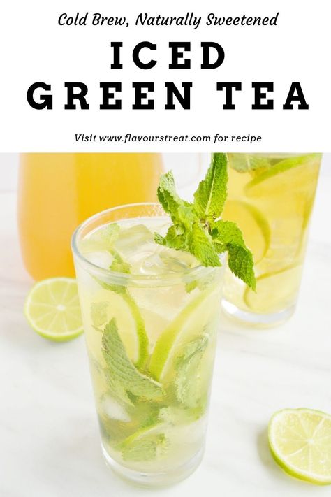 Green Tea Recipes Healthy, Cold Tea Recipes, Iced Tea Recipes Healthy, Iced Green Tea Recipe, Rose Milk Tea, Cold Green Tea, Lime Mojito, Classic Mojito, Masala Chai Tea