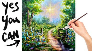 Videos | The Art Sherpa Paint Night At Home, Wildflower Path, Acrylics For Beginners, Painting For Beginners Videos, Path Landscape, Landscape Easy, Art Sherpa, Canvas Painting For Beginners, The Art Sherpa