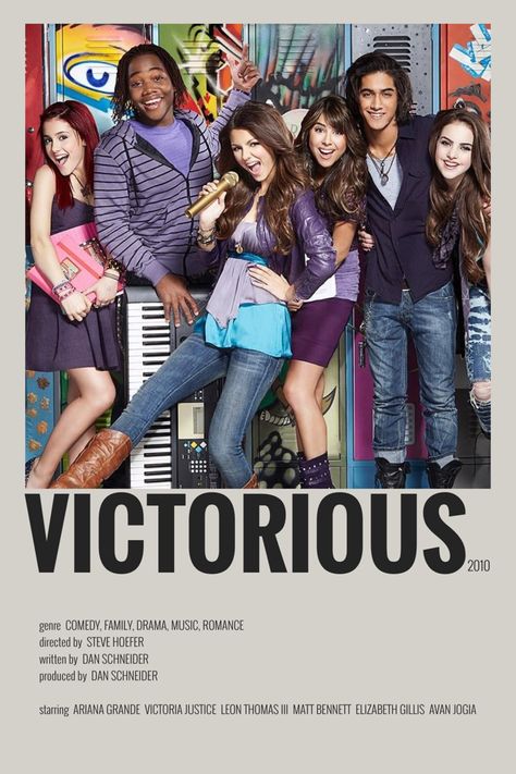 victorious minimalist/alternative tv show poster Victorious Movie Poster, Victorious Wallpaper Aesthetic, Tv Show Posters Polaroid, Show Posters Vintage, Minimalist Tv Show Posters, Victorious Poster, Victorious Aesthetic, Victorious Show, Victorious Tv Show