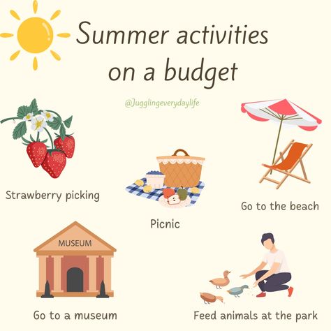 Save Money Tips, Fruit Picking, Strawberry Picking, Budget Tips, Beach Park, Budget Saving, Free Activities, Beach Picnic, Juggling