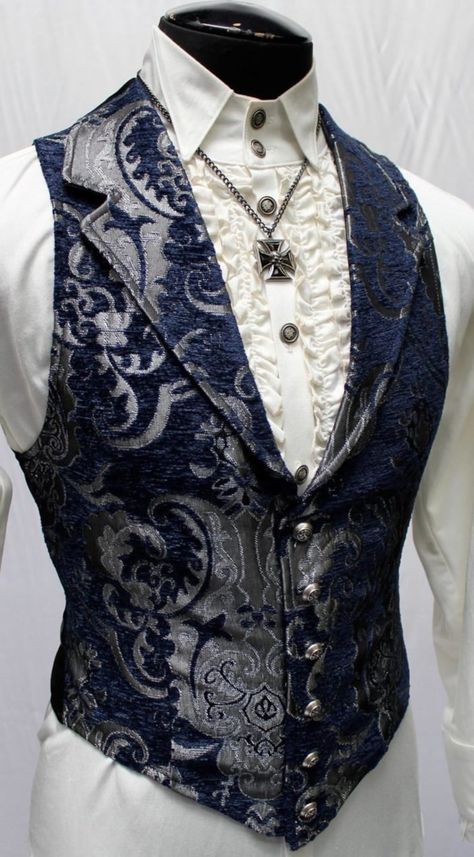 Mens Victorian Aristocrat Vest Blue Black | Etsy Hungary Steampunk Clothing, Gothic Fashion, Steampunk Fashion, Istoria Modei, Fancy Outfits, Fantasy Fashion, Character Outfits, Mode Outfits, Costume Design