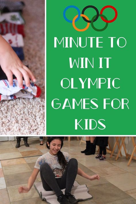 Minute to Win It Olympic Games for Kids - Peachy Party Minute To Win It Sports Games, Olympic Cooking For Kids, Olympic Themed Party Games, Party Olympic Games, Olympic Flag Crafts For Kids, Fun Olympic Games For Kids, School Olympics Games, Olympic Minute To Win It Games, Olympic Kids Games