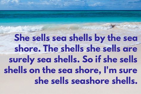 Say it 5 times fast without making any mistakes. 😂 She sells sea shells by the sea shore. The shells she sells are surely sea shells. So if she sells shells on the sea shore, I'm sure she sells seashore shells. She Sells Seashells By The Seashore, Tongue Twister, Tongue Twisters, She Sells Seashells, Sea Shore, Girl House, By The Sea, Beach Girl, Feelings Quotes