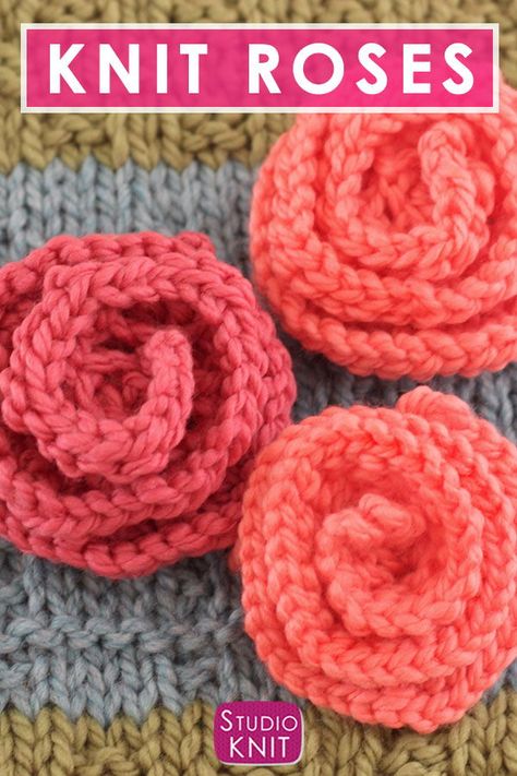 Free Rose Knitting Pattern, Knitted Flowers Free Pattern Simple, Knit Rose Pattern, Knit A Flower Easy, Lavender Knitting Pattern, Knit Flowers Free Pattern Easy, Knitting Flowers Easy, Knitted Roses Free Pattern, Rose Knitting Pattern