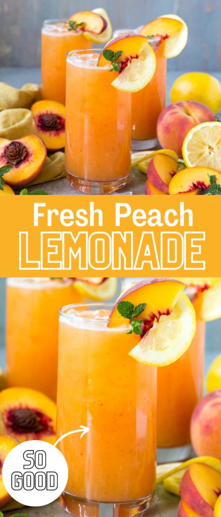 Fresh Peach Drinks Non Alcoholic, Summer Refresher Drinks, Refreshing Drinks Nonalcoholic Party Punches, Simple And Healthy Dinners, Refreshing Peach Lemonade, Peach Mango Lemonade, How To Make Peach Lemonade, Pretty Lemonade Drinks, Specialty Lemonade Recipe