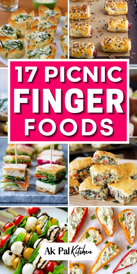 Enjoy our simple summer picnic finger foods. From portable snacks to summer appetizers to bite-sized treats and picnic sandwiches, these summer finger foods are sure to satisfy your cravings while you bask in the autumn ambiance. These picnic snacks are perfect for munching on the go. Explore our collection of easy picnic appetizers, from bite-sized treats to sandwich bites and mini quiches. Create a stunning grazing platter with a variety of skewer recipes, cheese, and charcuterie. Easy Finger Sandwich Ideas, Finger Foods Lunch Ideas, Easy Finger Food Ideas Simple, Sandwhich Appetizers Summer, Finger Foods For Party Halloween, Finger Sandwich Recipes Simple, Savoury Bites Finger Foods, Mini Sandwiches For Picnic, Finger Foods For A Picnic