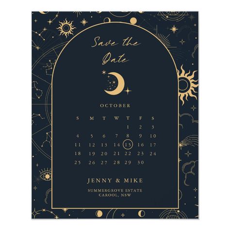 Wedding Stationery, Save The Date Cards, Celestial Calendar, Celestial Wedding, Save The Day, Wedding Card, Save The Date, Wedding Cards, Sign Poster