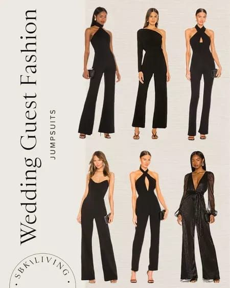 Wedding Guest Inspiration Outfit, Overall Wedding Guest, Trouser Wedding Guest Outfit, Black Jumpsuit Outfit Wedding Guest, Black Jumpsuit For Wedding Guest, Black Pants Wedding Outfit Guest, Jumpsuits For Wedding Guest, Pants Outfit Wedding Guest, Wedding Guest Jumpsuit Fall