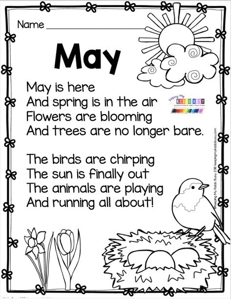 FREE POETRY for kindergarten first grade poems and writing activities may -  Spring poetry for kindergarten writing poems poetry center free activities poetry unit printables lessons poetry folder literacy centers reading centers #kindergartenpoetry #primarypoetry Spring Poem Kindergarten, Alphabet Poems Preschool, March Poems For Kids, 1st Grade Poems, Poems For First Grade, Spring Poems For Kindergarten, Poems For Kindergarteners To Memorize, Poetry For Kindergarten, Poetry Kindergarten