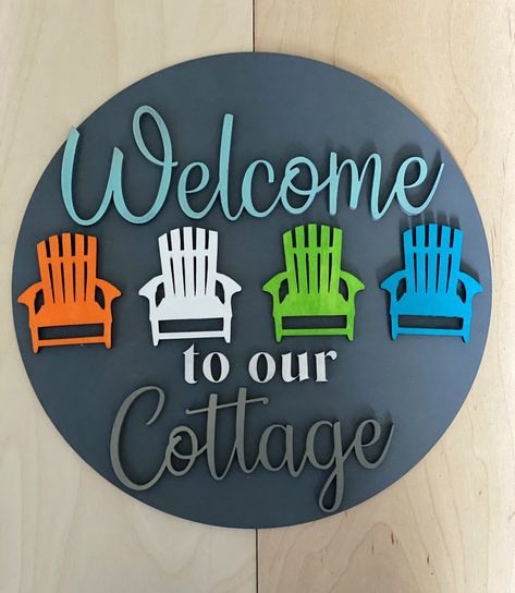 12 Wooden Welcome Sign Welcome to the Cottage Muskoka | Etsy Cottage Muskoka, Colorful Cabin, Muskoka Cottage, Door Signs Diy, Wooden Cottage, Wooden Welcome Signs, Cabin Signs, Cottage Signs, Lake Signs