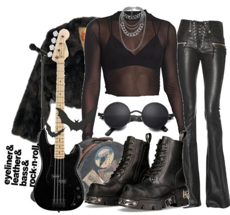 Female Band Vocalist Outfit, Rock Feminine Outfits, Female Rockstar Outfit 80s, 80s Rock Star Outfit Women, Rockstar Outfit For Women Party, Rock Theme Outfit, Maneskin Outfit Ideas, Kiss Inspired Outfits, 80s Rockstar Outfit For Women