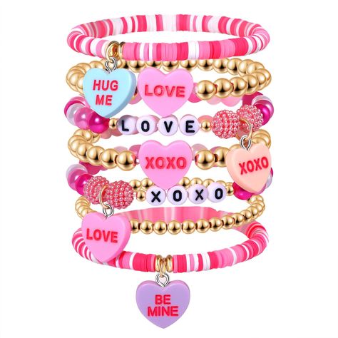 PRICES MAY VARY. Valentine's Day Bracelet: This bracelet is specially designed for Valentine's Day, featuring vibrant hot pink beads that symbolize love and affection. It is a perfect gift to express your heartfelt emotions to your loved ones. Be Mine Letter Bracelet: With the words "Be Mine" spelled out in charming letter beads, this bracelet serves as a sweet reminder of love and devotion. It can be given as a romantic gesture or worn as a declaration of one's commitment on Valentine's Day. Fr Romantic Gestures, Hot Pink Bracelet, Hot Pink Bracelets, Letter Bracelets, Letter Gifts, Letter Bracelet, Hair Accessories Gift, Different Shades Of Pink, Buy Bead
