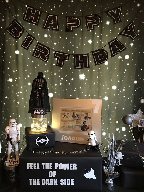 Dark Side Birthday Party, Star Wars Dark Side Birthday Party, Darth Vader Birthday Party, Tattoo Future, Star Wars Theme Birthday, Star Wars Themed Birthday Party, Star Wars Dark Side, Diy Chalkboard Sign, Star Wars Baby Shower