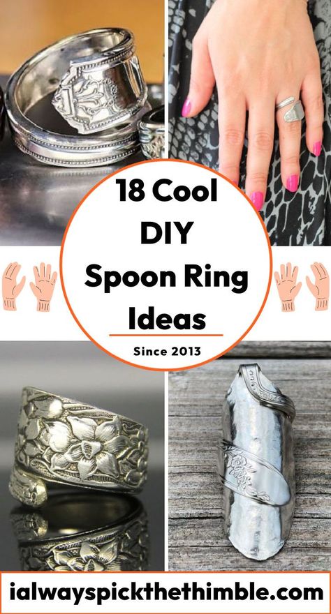 Silver Spoon Rings Diy How To Make, Silverware Rings Diy, Diy Spoon Ring How To Make, Spoon Jewelry Diy Bracelets, Making Jewelry Out Of Silverware, Utensil Jewelry Diy, Jewelry Out Of Silverware, How To Make A Spoon Ring Diy, Diy Spoon Jewelry