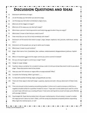 Questions and Ideas on Anger Worksheets Anger Worksheets, Anger Management Worksheets, Anger Management Activities, Angry Person, How To Control Anger, Dealing With Anger, Discussion Questions, Anger Management, Social Emotional Learning