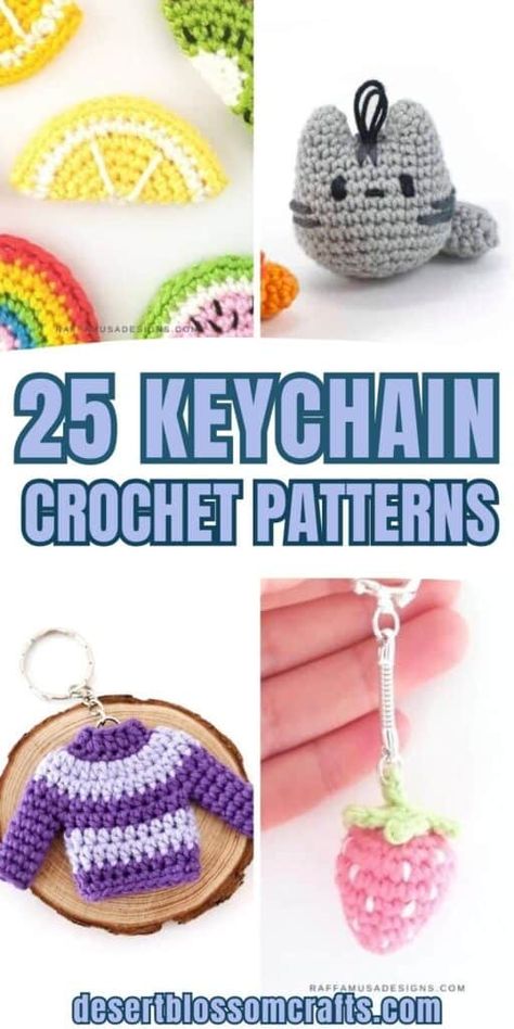 Amigurumi Patterns, Crochet Simple Keychain, Small Quick Crochet Amigurumi, Cute Small Crochet Keychains, Easy Crochet Items To Make And Sell, Crochet Small Patterns Free, Crochet Key Chains Free Pattern Flower, Crochet Keychain No Sew, Crochet Keyring Pattern Free