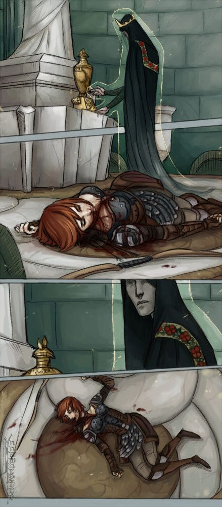 A little comic about how Leliana survived, if a grey warden defiled the Urn of Sacred Ashes. Dragon Age Grey Warden Art, Grey Warden Art, Grey Warden Mage, Dragon Age Leliana, Leliana Dragon Age, Dragon Age Grey Warden, Dragon Age Solas, Dragon Age Comics, Dragon Age Rpg